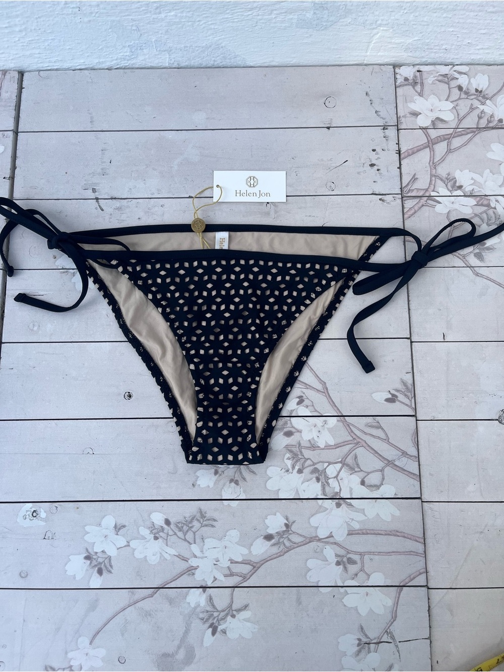 Helen Jon Black Crochet cover up and String Bikini Bottom - Picture 2 of 11